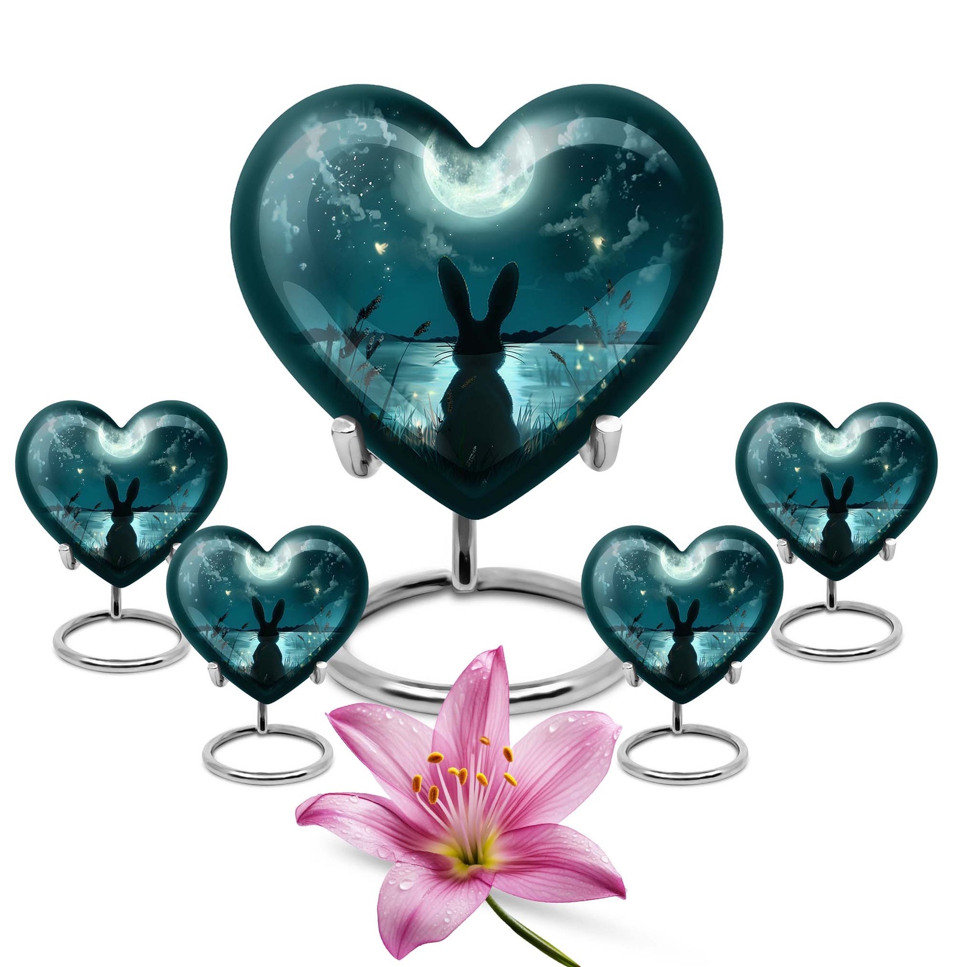 White Bunny Moon Funeral Urn For Adults Funeral, Ashes Urn For Ashes