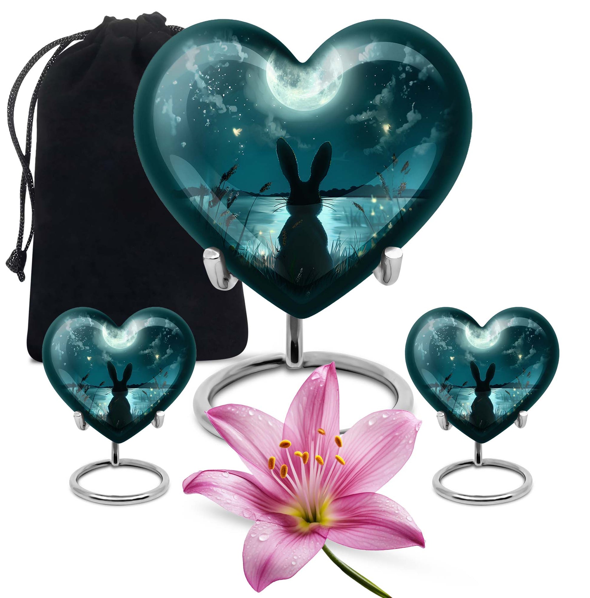 White Bunny Moon Funeral Urn For Adults Funeral, Ashes Urn For Ashes