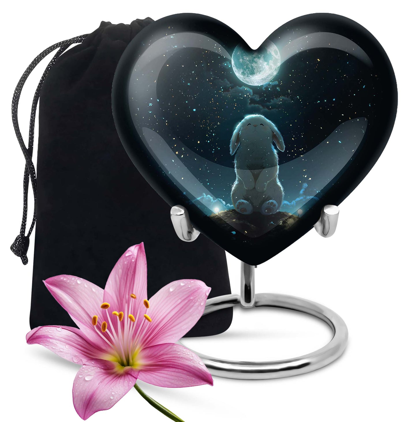 White Personalized Galaxy Cremation Urn for Women - 10-inch, 200 cu in - Yatskia