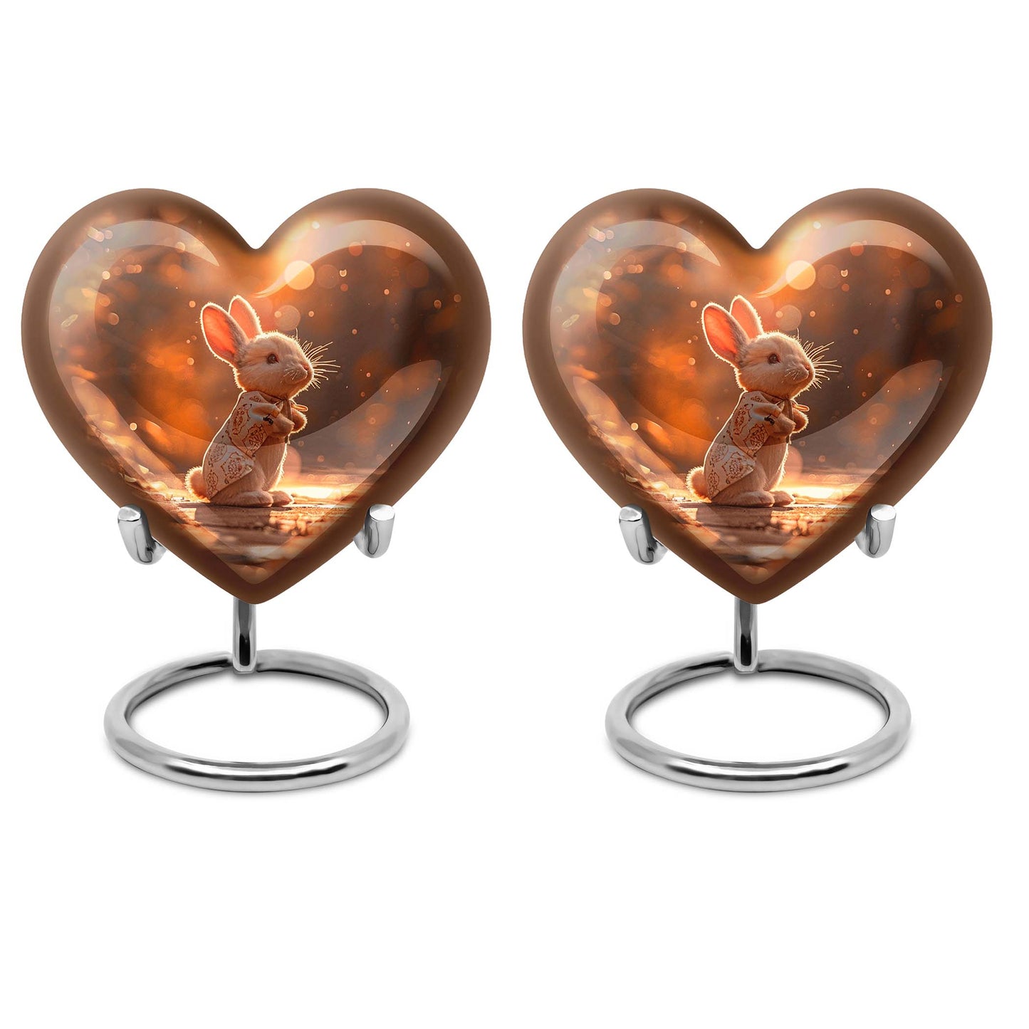 white bunny moon heart urn