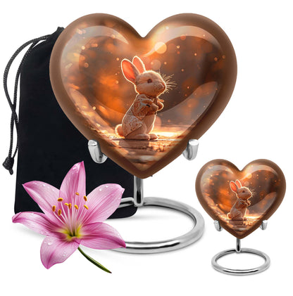 white bunny moon heart urn