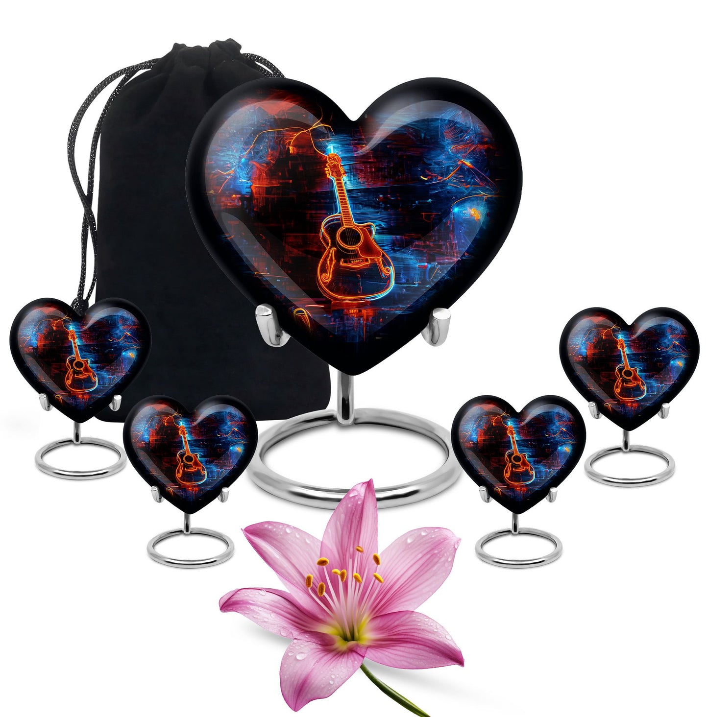 Personalized Guitar Cremation Urn for Human Ashes - 10-inch, 200 cu in - Yatskia