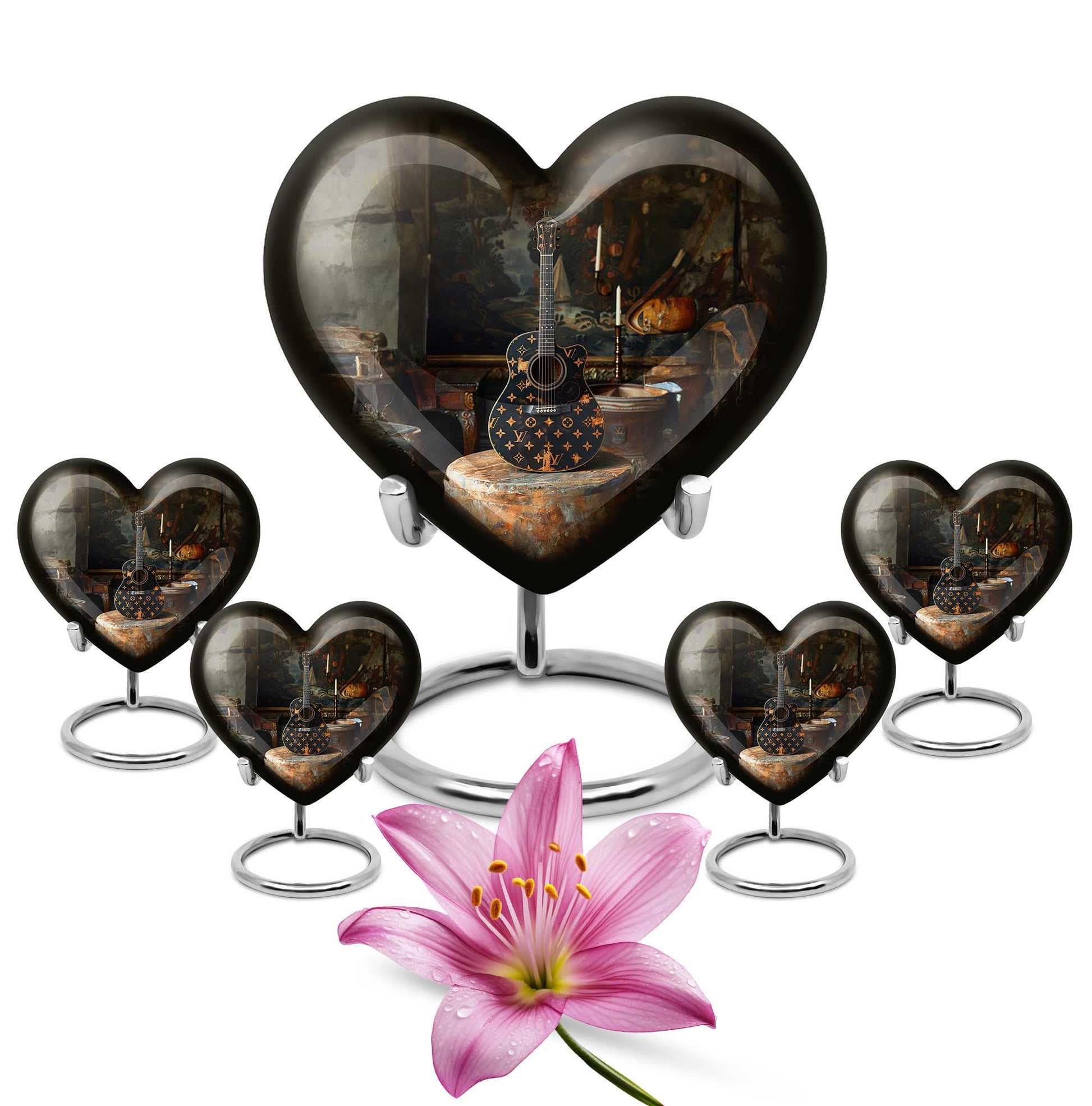 Guitar Small Urn Large Funeral, Ashes Urn For Ashes