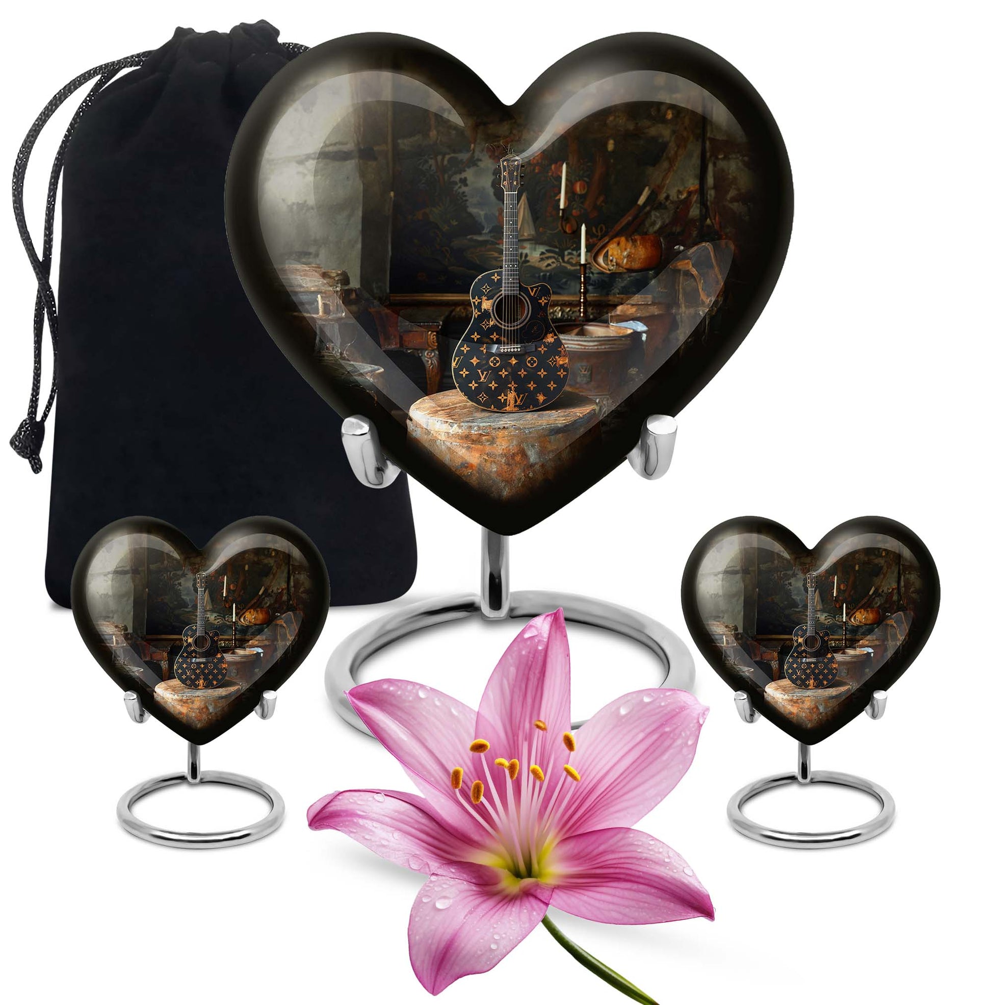 Guitar Small Urn Large Funeral, Ashes Urn For Ashes