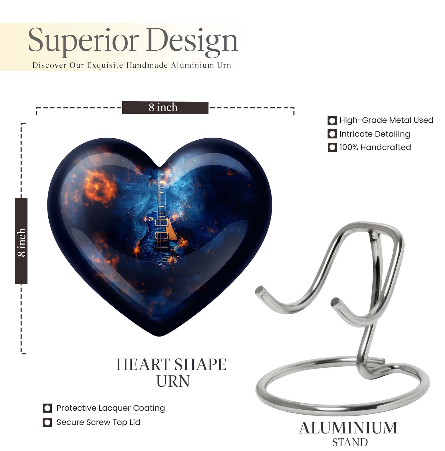 heart design Guitar Urn