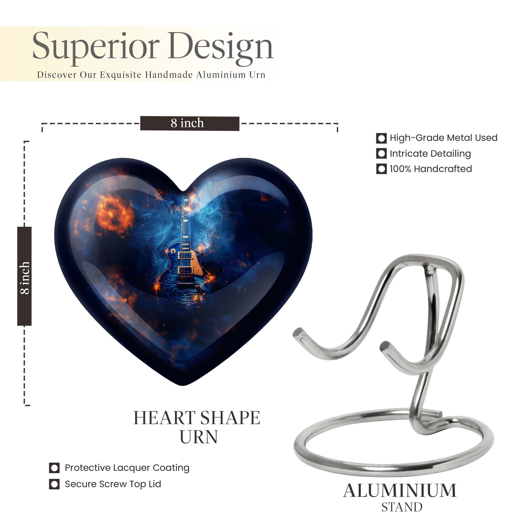 heart design Guitar Urn