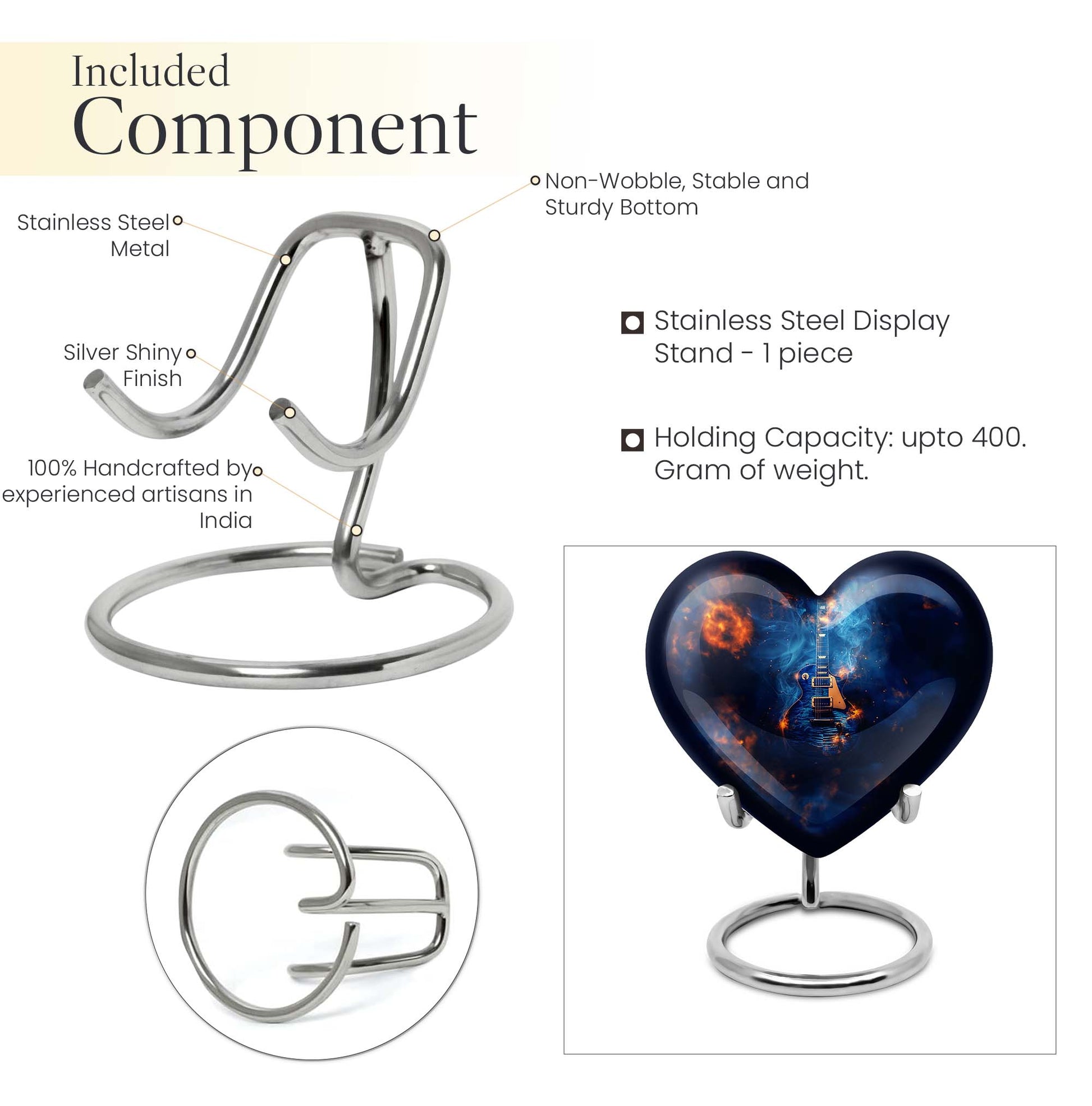 heart design Guitar Urn