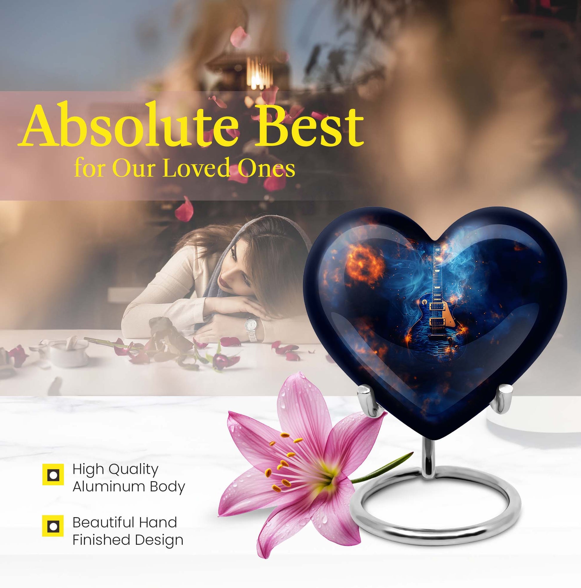 heart design Guitar Urn