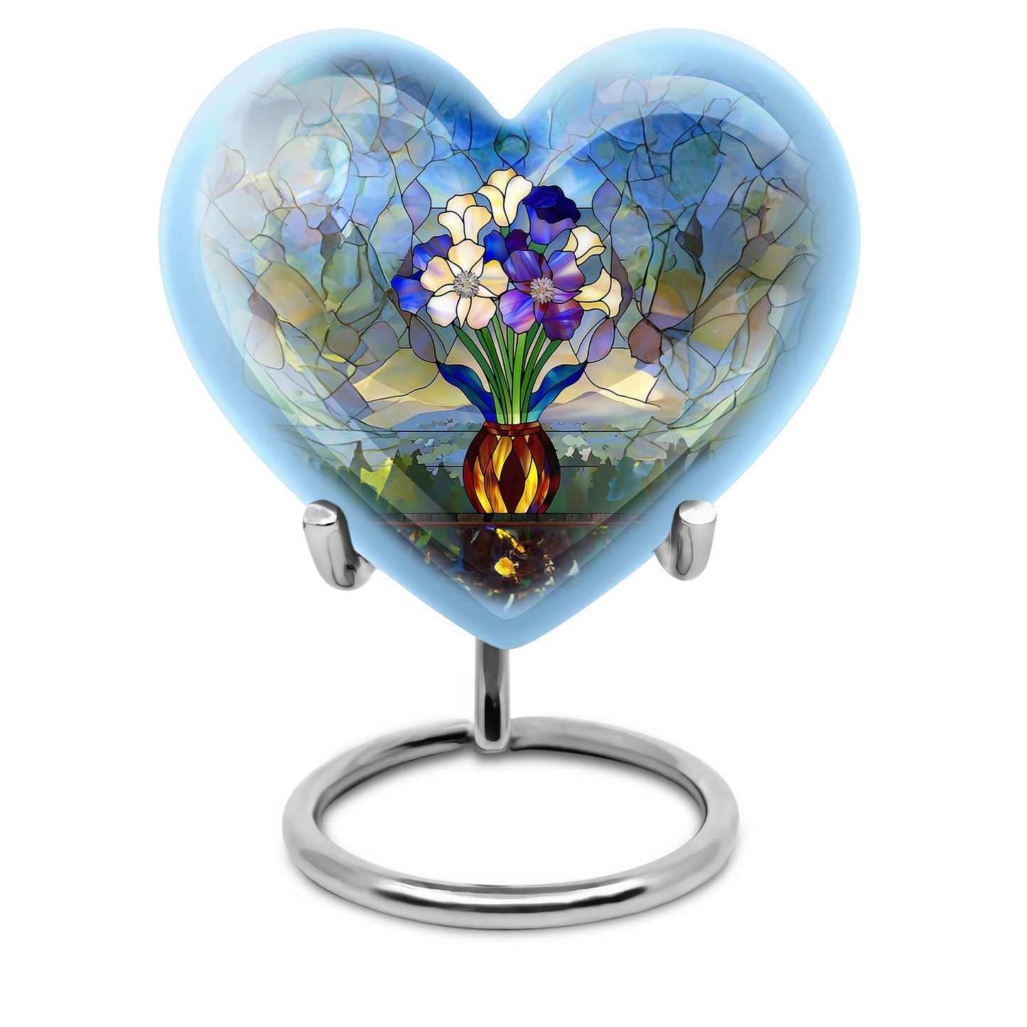Glass Stained Glass Cremation Urn for Human Ashes - 10-inch, 200 cu in - Yatskia