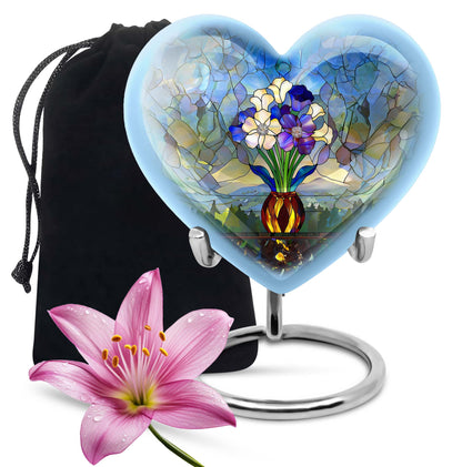 Glass Stained Glass Cremation Urn for Human Ashes - 10-inch, 200 cu in - Yatskia