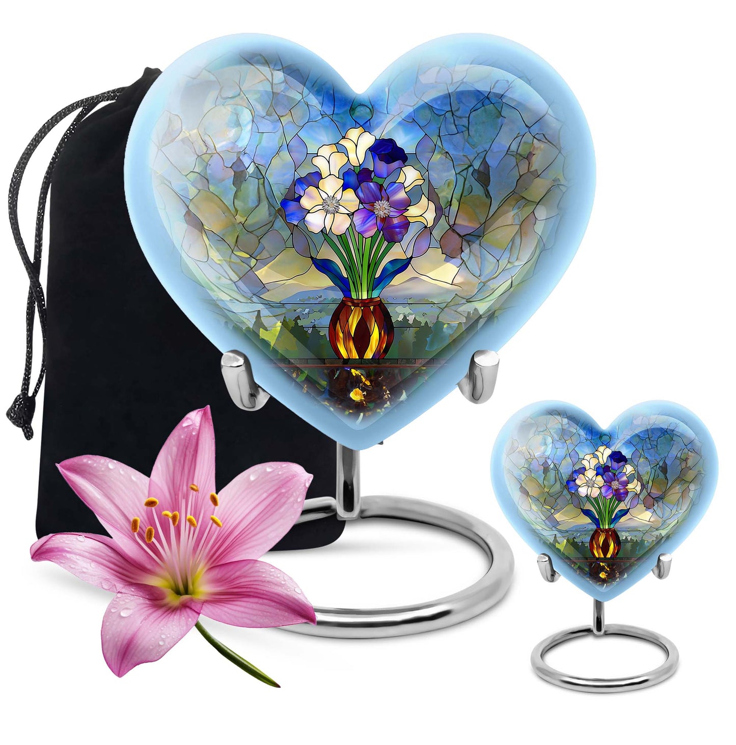 Glass Stained Glass Cremation Urn for Human Ashes - 10-inch, 200 cu in - Yatskia