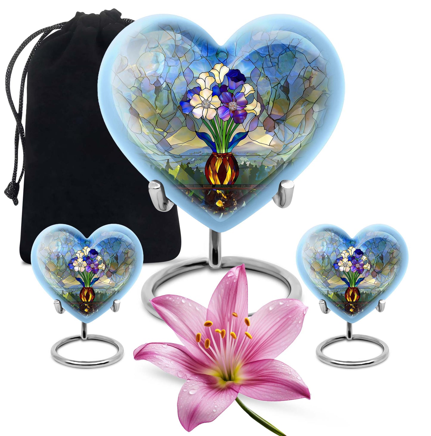 Glass Stained Glass Cremation Urn for Human Ashes - 10-inch, 200 cu in - Yatskia