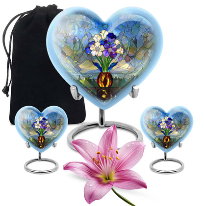 Glass Stained Glass Cremation Urn for Human Ashes - 10-inch, 200 cu in - Yatskia