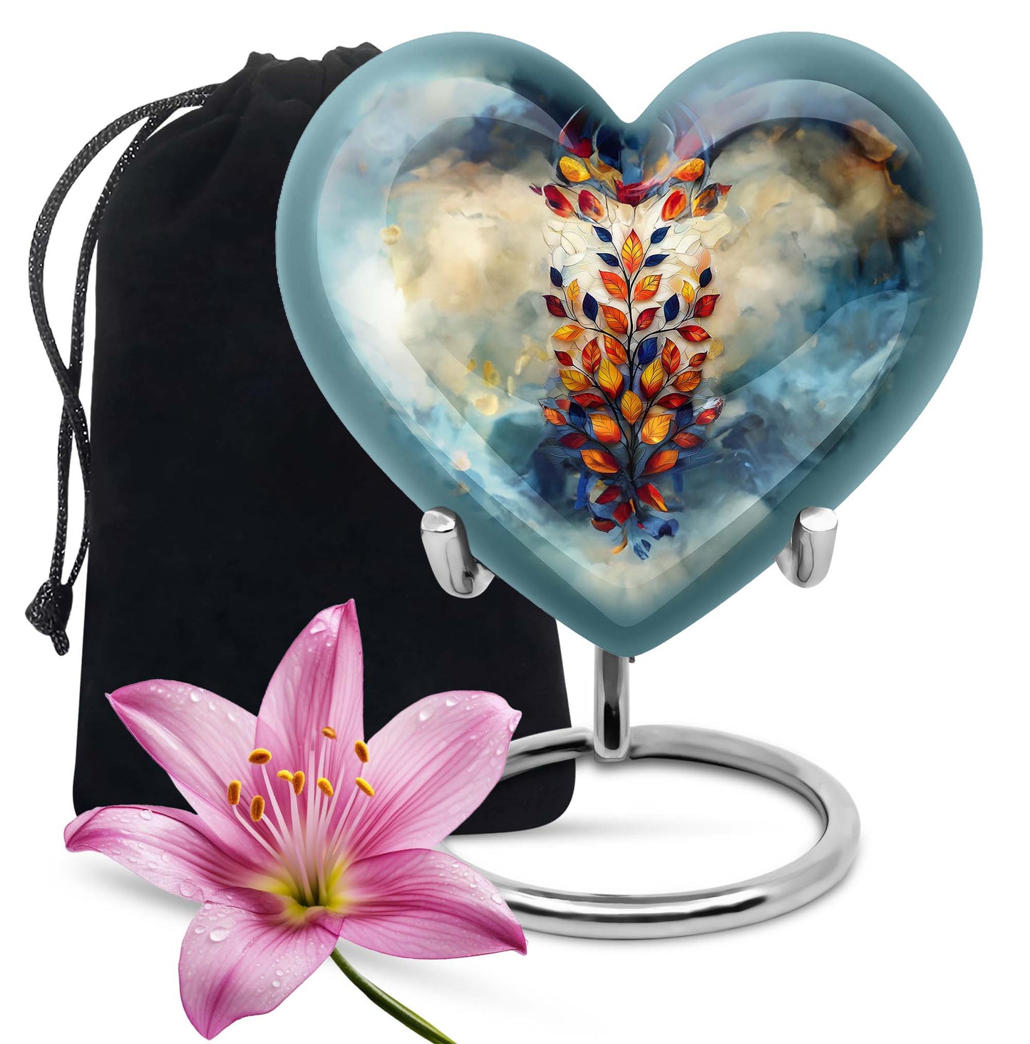 Glass Artistic Keepsake Urn for Human Ashes - 10-inch, 200 cu in - Yatskia