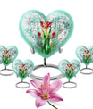 10-inch heart-shaped stained glass urn for cremation ashes, with personal engraving option