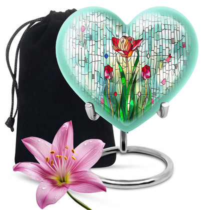 Glass Artistic Cremation Urn for Human Ashes - 10-inch, 200 cu in - Yatskia