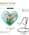 10-inch heart-shaped stained glass urn for cremation ashes, with personal engraving option