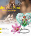 10-inch heart-shaped stained glass urn for cremation ashes, with personal engraving option
