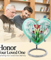 10-inch heart-shaped stained glass urn for cremation ashes, with personal engraving option