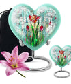 10-inch heart-shaped stained glass urn for cremation ashes, with personal engraving option