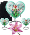 10-inch heart-shaped stained glass urn for cremation ashes, with personal engraving option