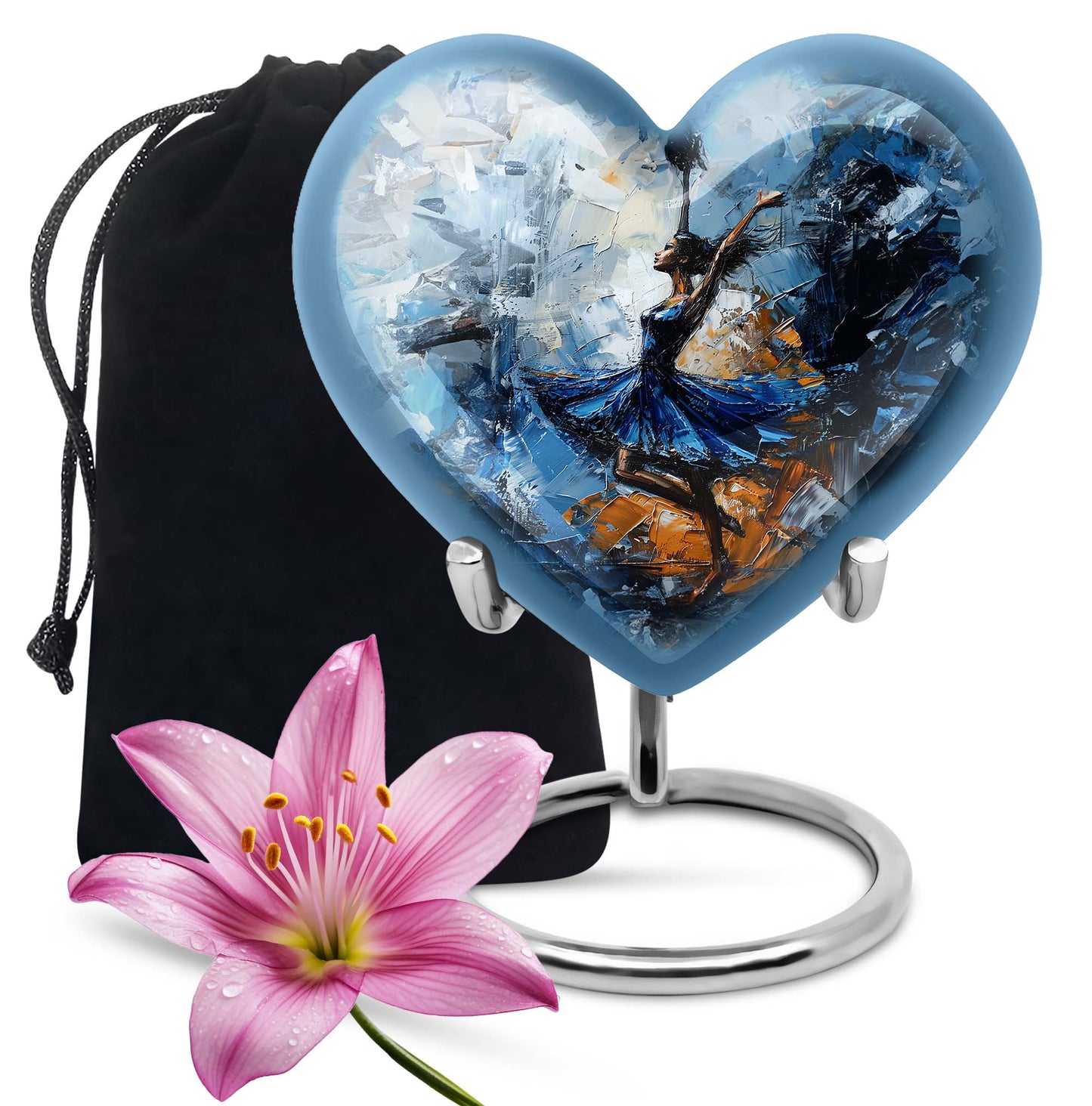 heart-shaped dancing cremation urn