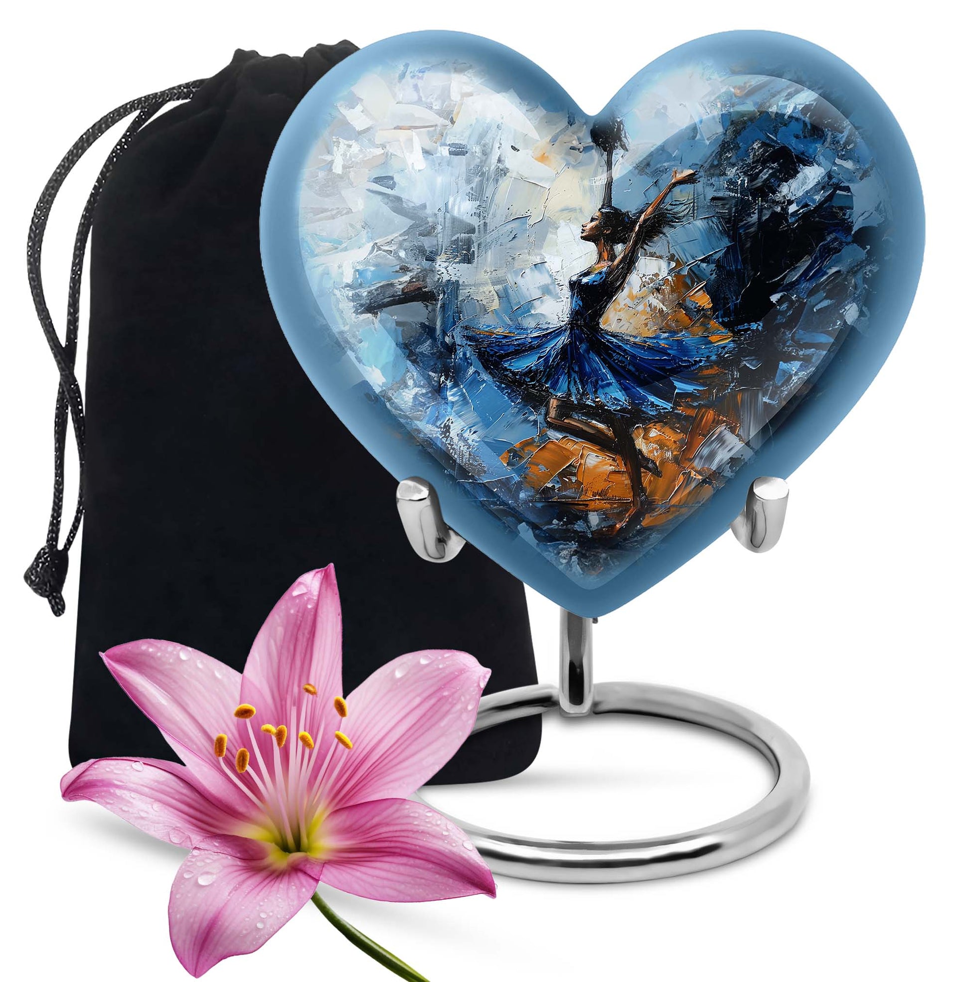 heart-shaped dancing cremation urn