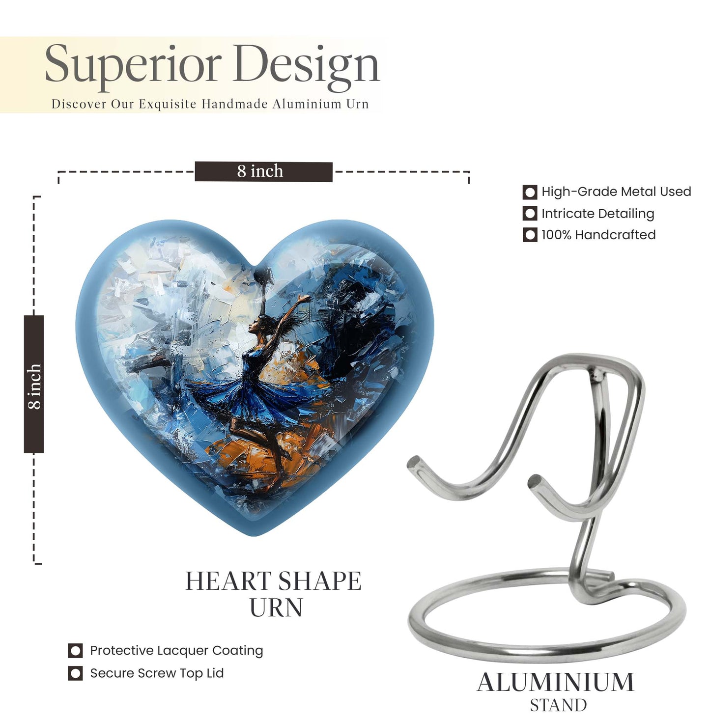 heart-shaped dancing cremation urn