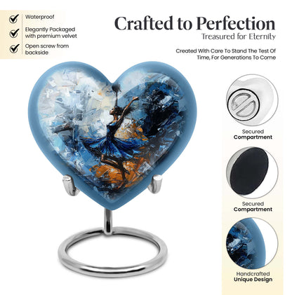heart-shaped dancing cremation urn