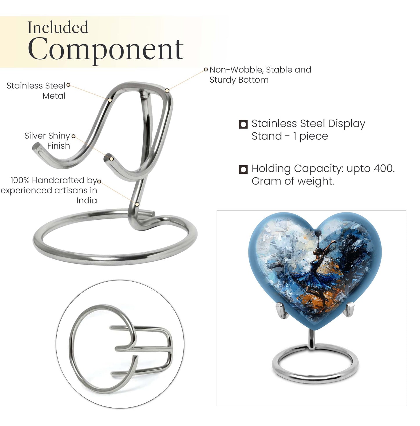 heart-shaped dancing cremation urn