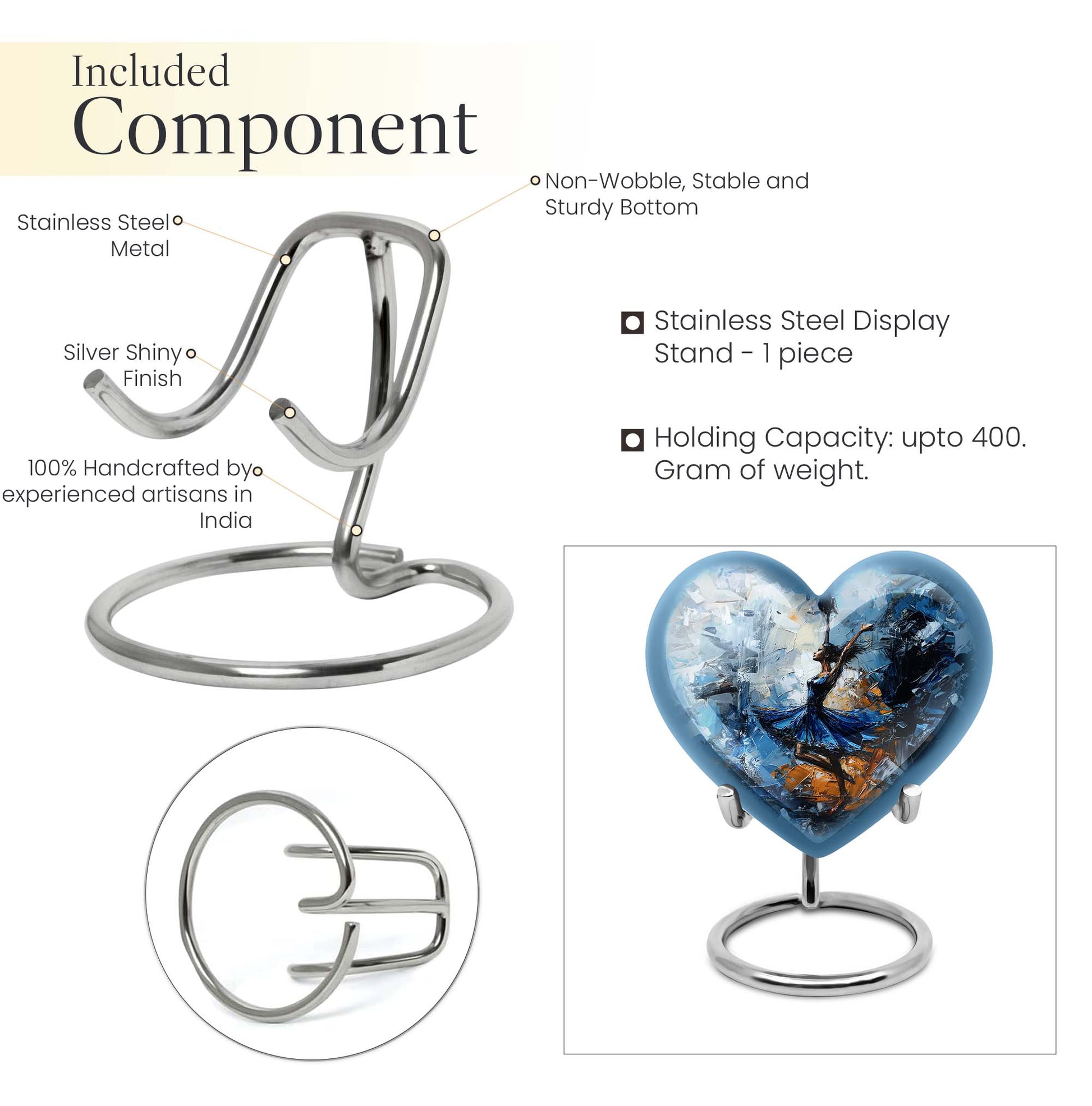 heart-shaped dancing cremation urn