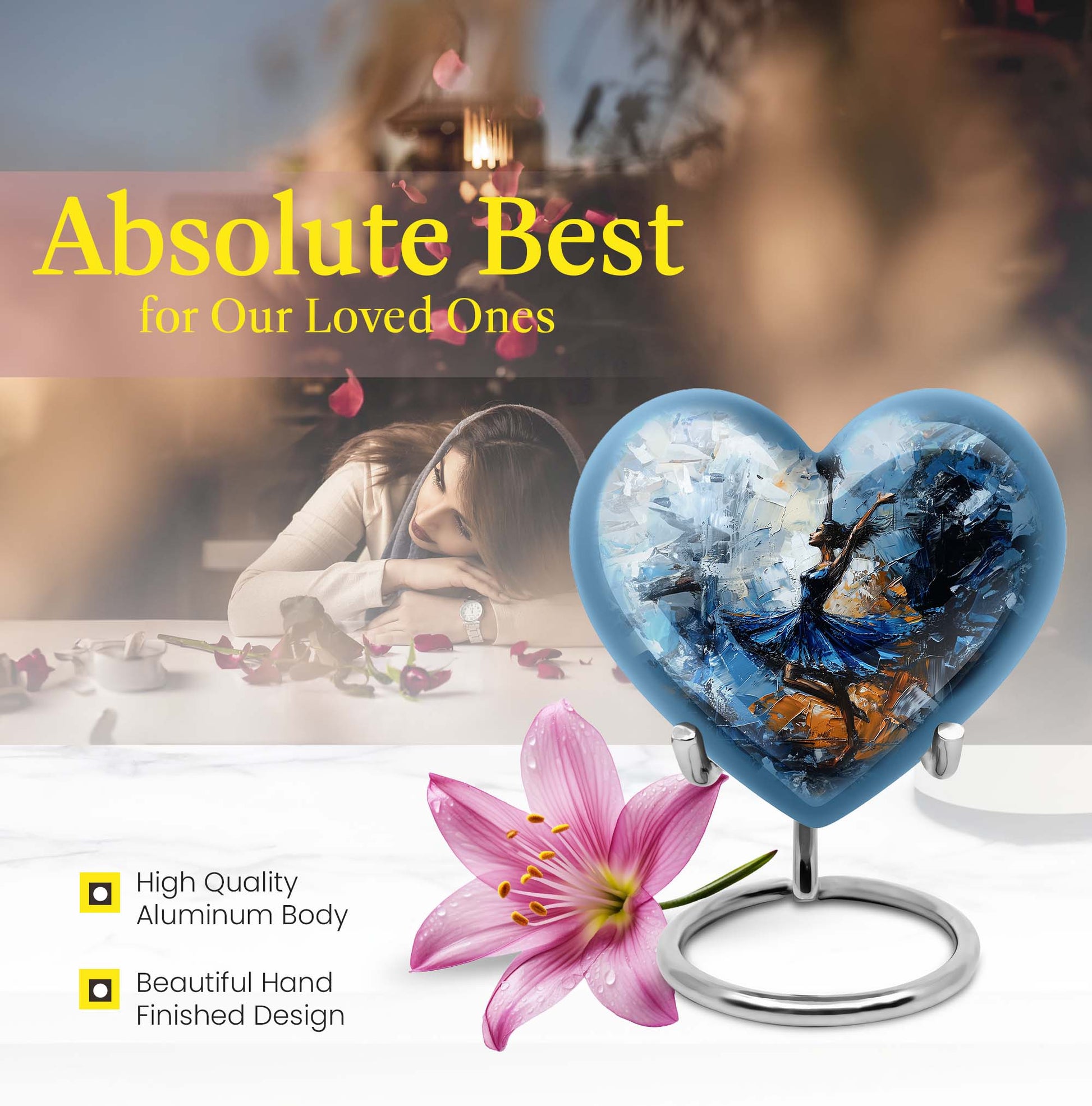 heart-shaped dancing cremation urn