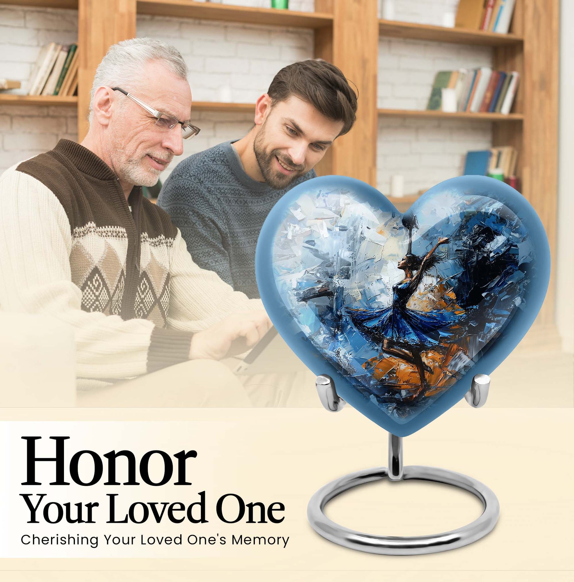 heart-shaped dancing cremation urn