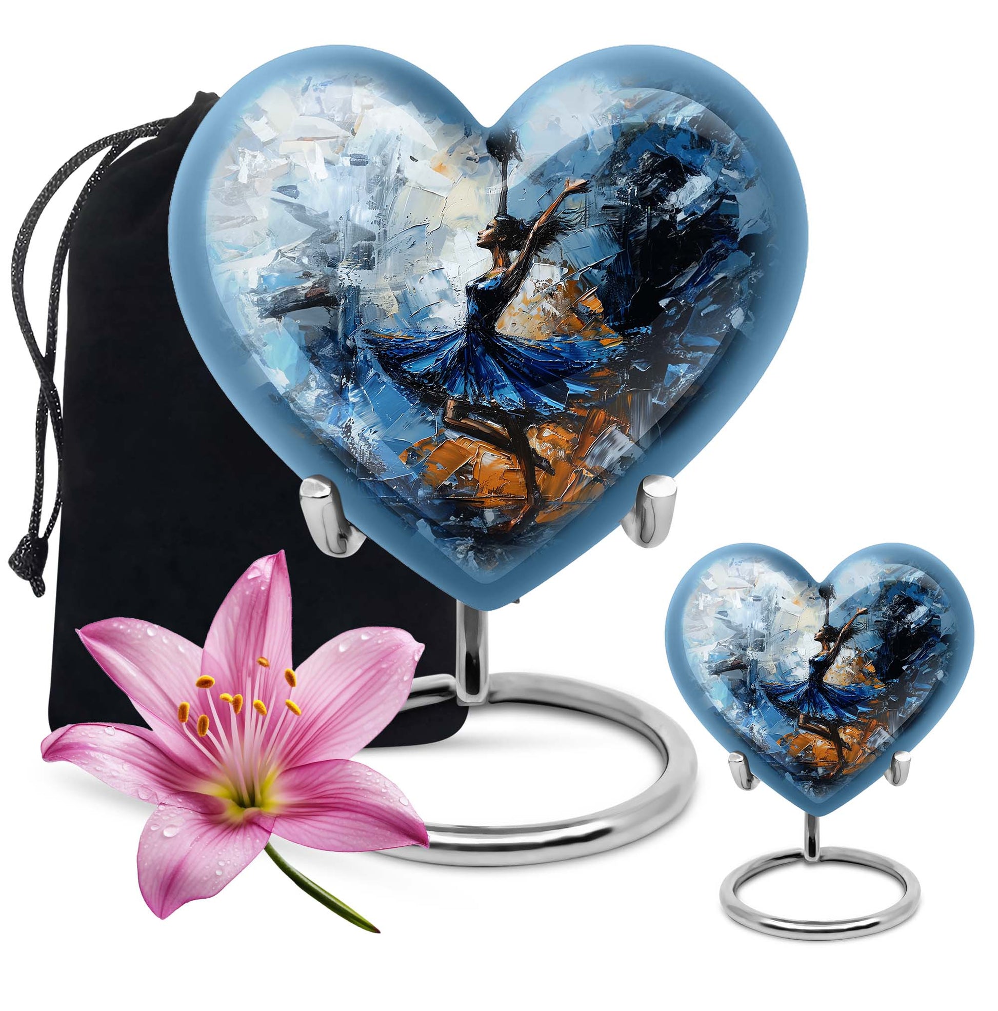 heart-shaped dancing cremation urn