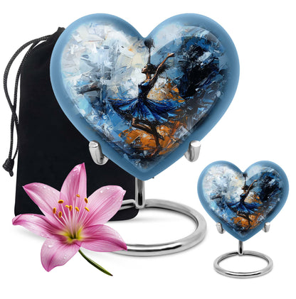 heart-shaped dancing cremation urn