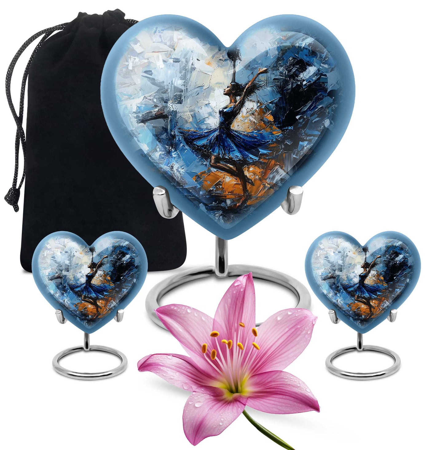 heart-shaped dancing cremation urn