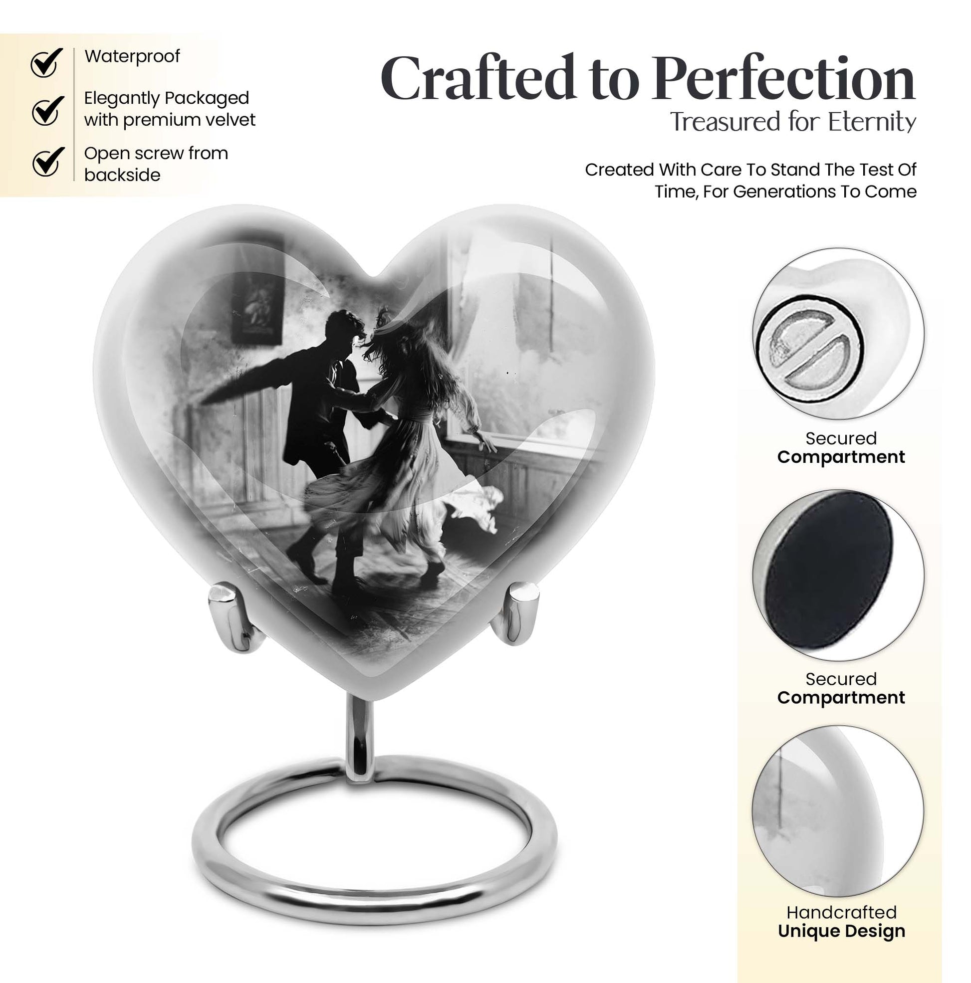 heart-shaped dancing Urn for adult ashes