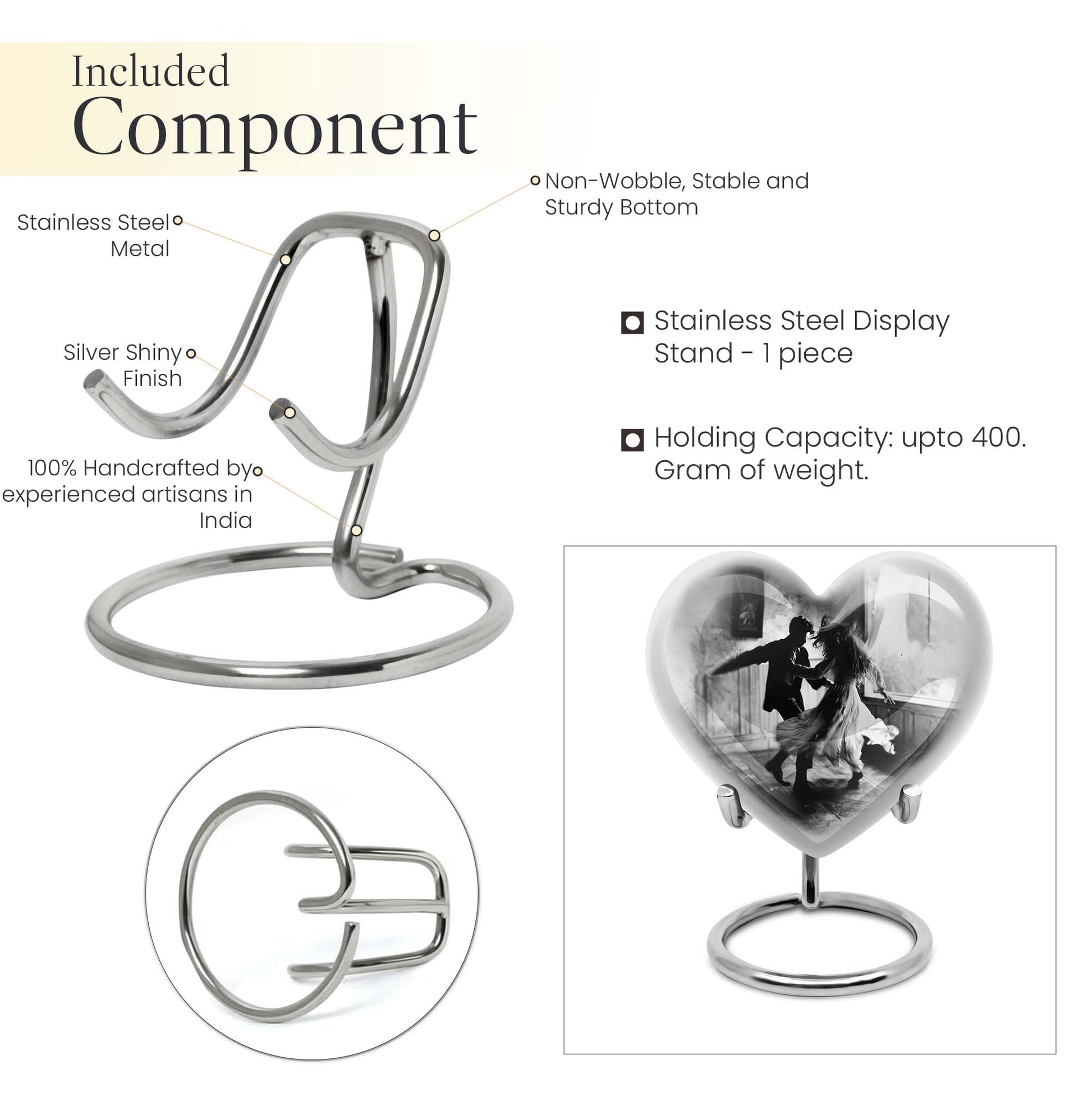 heart-shaped dancing Urn for adult ashes