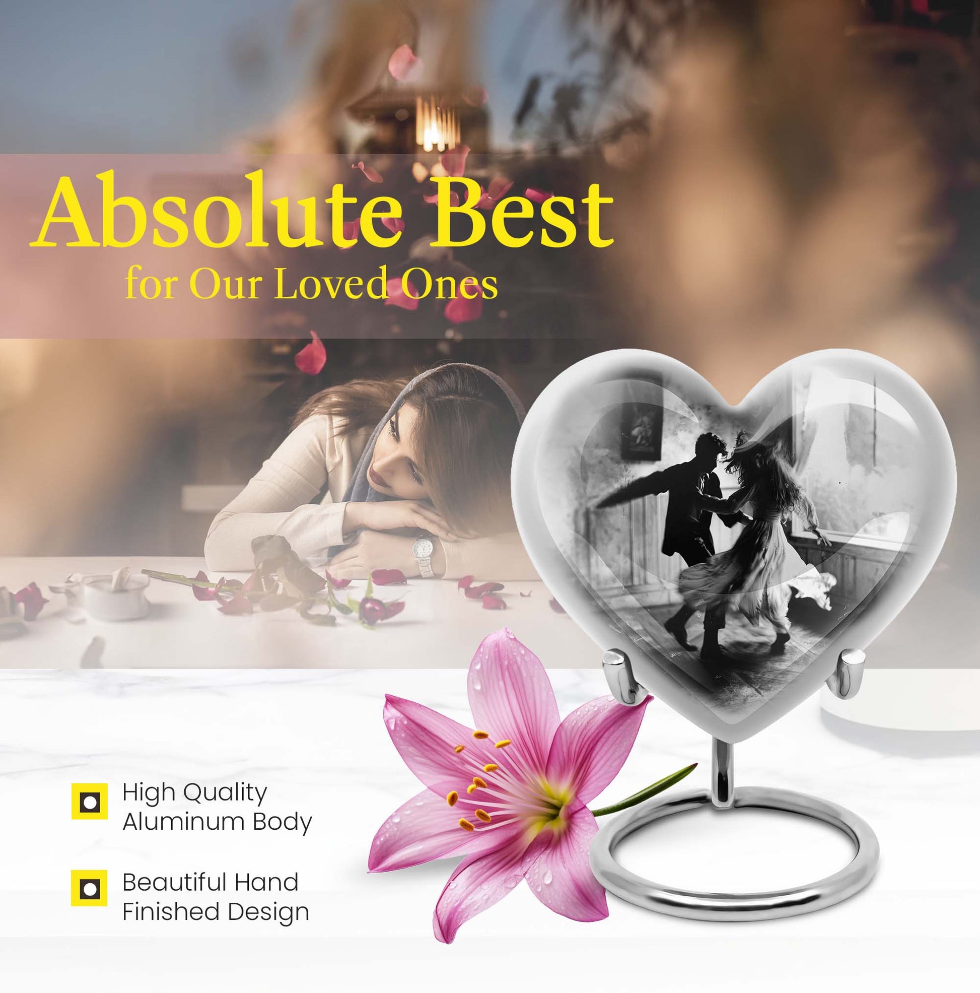 heart-shaped dancing Urn for adult ashes