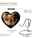 Abstract theme heart-shaped dancing cremation urn for men, with velvety pouch for ashes