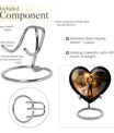 Abstract theme heart-shaped dancing cremation urn for men, with velvety pouch for ashes