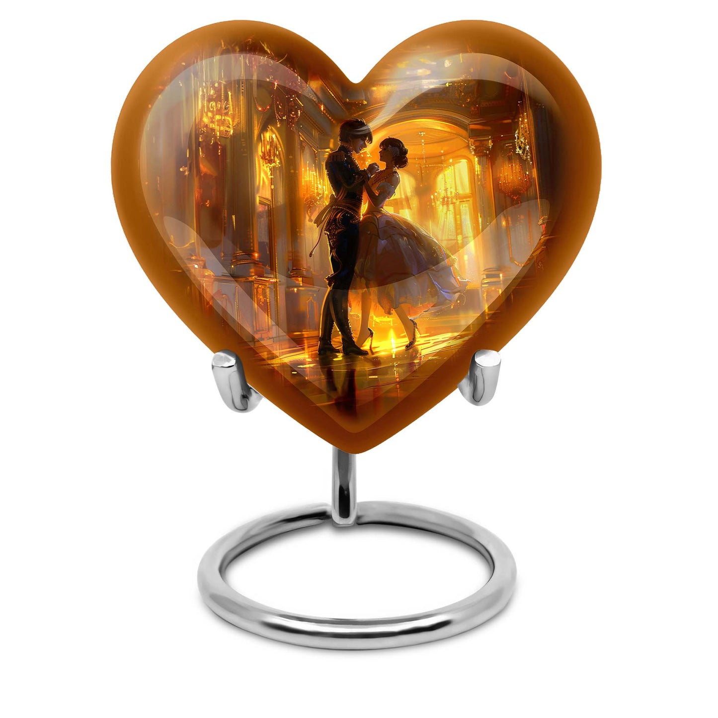 10 inch abstract heart shaped dancing urn for large cremation in aluminium