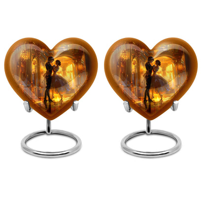 10 inch abstract heart shaped dancing urn for large cremation in aluminium