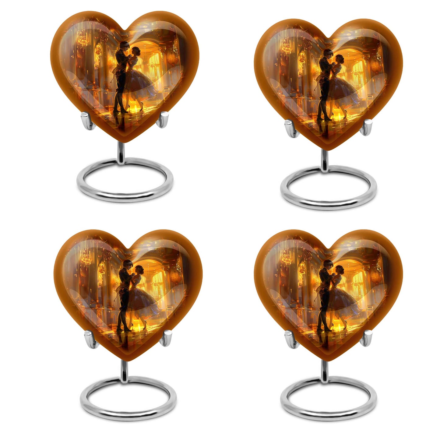 10 inch abstract heart shaped dancing urn for large cremation in aluminium