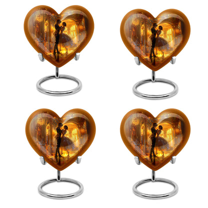 10 inch abstract heart shaped dancing urn for large cremation in aluminium