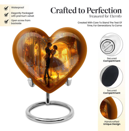 10 inch abstract heart shaped dancing urn for large cremation in aluminium