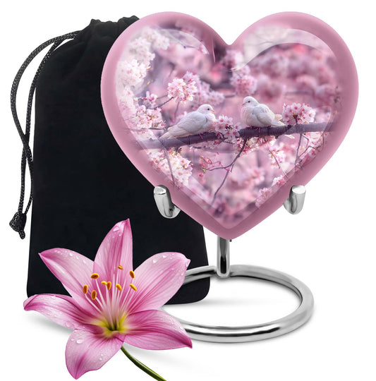 dove heart-shaped urn