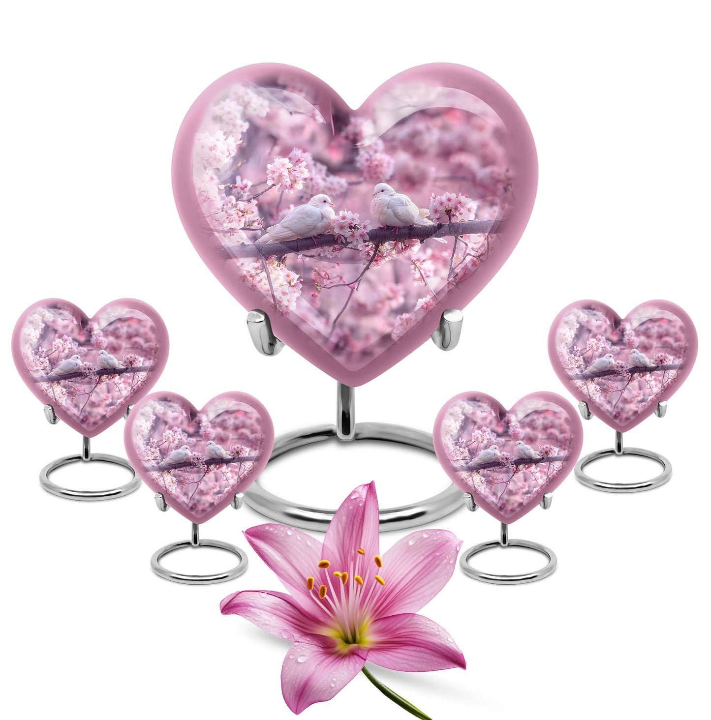 dove heart-shaped urn
