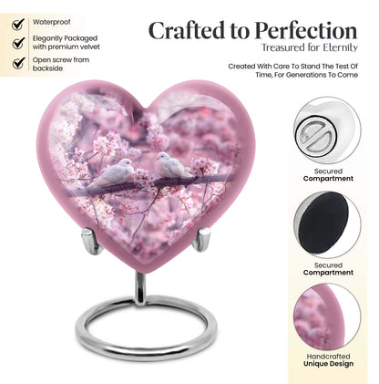 dove heart-shaped urn