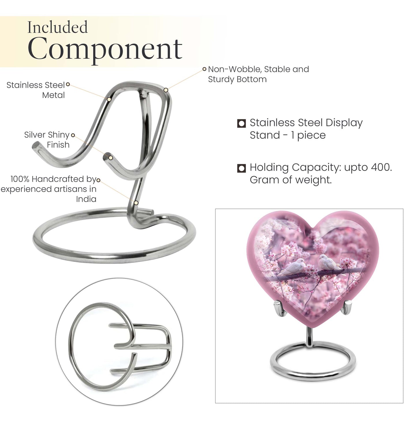 dove heart-shaped urn